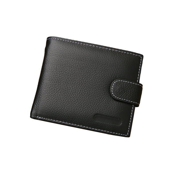 Cartera Qarigey JINBAOLAI para Hombre Tarjetero de Cuero Suave Negro