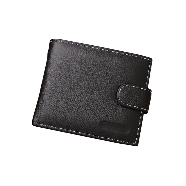 Cartera Qarigey JINBAOLAI para Hombre Tarjetero de Cuero Suave Negro