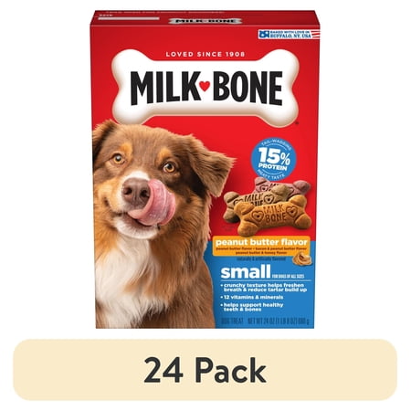 (24 pack) Milk Bone Peanut Butter Flavor Dog Biscuits, Naturally & Artificially Flavored, 24 oz Box