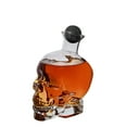 Way to Celebrate Glass Skull Decanter with Wood Ball Bottle Stopper