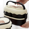 thumbnail image 4 of Fiambrera bento grande de 2 niveles, color marrón, con 3 compartimentos, apta para microondas y portátil, perfecta para comidas satisfactorias para llevar, 4 of 8