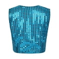 thumbnail image 2 of TSSOE Girls' Boys' Glittery Sequined Vest Jacket Hip-Hop Street Dance Wear Stage Performance Light Blue 150, 2 of 5