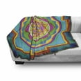 thumbnail image 3 of Rainbow Mandala Soft Flannel Fleece Throw Blanket, Southeast Motifs Geometric Triangles and Petals Pattern, Cozy Plush for Indoor and Outdoor Use, 50" x 70", Multicolor, by Ambesonne, 3 of 6