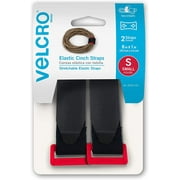 VELCRO Brand Elastic Cinch Straps with Buckle | 2 Count | Adjustable and Stretch for Snug Fit | for Fastening Power Cords Organizing Cables, More | Black, s - 8in x 1in (VEL-30095-USA)