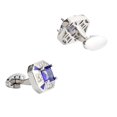 thumbnail image 1 of Gemelos genéricos cuadrados con circonita cúbica azul chapados en plata, 1 of 3