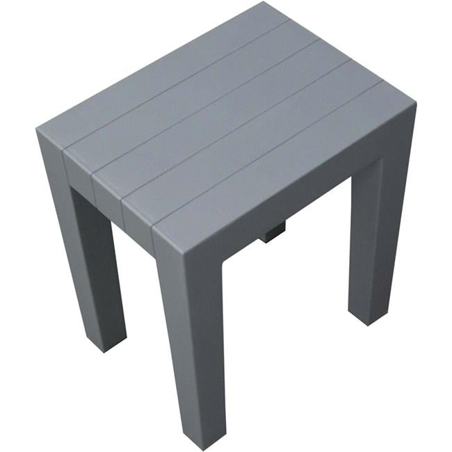 Compact Teak Plastic Shower / Outdoor Bench in Gray Polypropylene