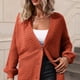 thumbnail image 3 of Mujeres casual knit cardigan suéter V Masajeadores de cuello botón hasta Batwing manga larga suelta hem oversized Outwear naranja XL, 3 of 6
