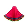 thumbnail image 2 of Kaerm Women Folklorico Dance Skirts Spanish Swing Skirt Mexican Flamenco Folk Dance Performance Hot Pink 75cm 4XL, 2 of 5