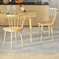 thumbnail image 2 of Costway Rubber Wood Windsor Dining Chairs Set of 2 with Spindle Back for Living Room Natural, 2 of 9