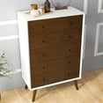 thumbnail image 6 of Pemberly Row Mid-Century Rectangular Wood 5-Drawer Dresser in White, 6 of 7