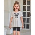 thumbnail image 6 of Arshiner Girls Summer Outfits Short Sleeve Ruffle Hem Top and Biker Shorts Set Girl Clothes, 6 of 6
