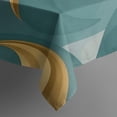 thumbnail image 4 of Teal Gold Wave Marble Pattern Rectangle Tablecloth 60"x102",Waterproof Polyester Rectangle Table Cloth, Wipeable Spillproof Polyester Tablecloth for Dining, Camping, Indoor and Outdoor, 4 of 6