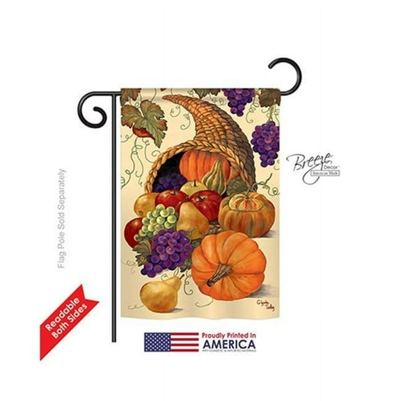 Breeze Decor 63041 Harvest & Autumn Cornucopia 2-Sided Impression Garden Flag - 13 x 18.5 in.