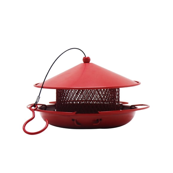 SUTENGDA Squirrel Proof Metal Bird Feeder - Large Capacity Cardinal & Finch Red