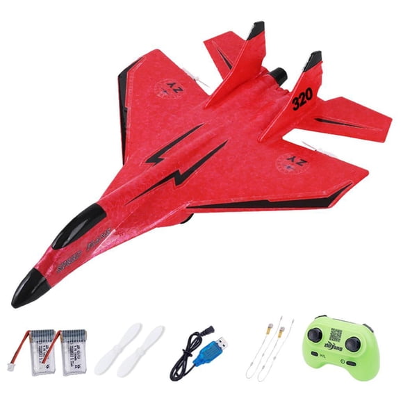 Vogacara Avión RC de ala fija 2.4G 2CH EPP Planeador de espuma para niños Regalos para niños Juegos de césped Batería roja 2x
