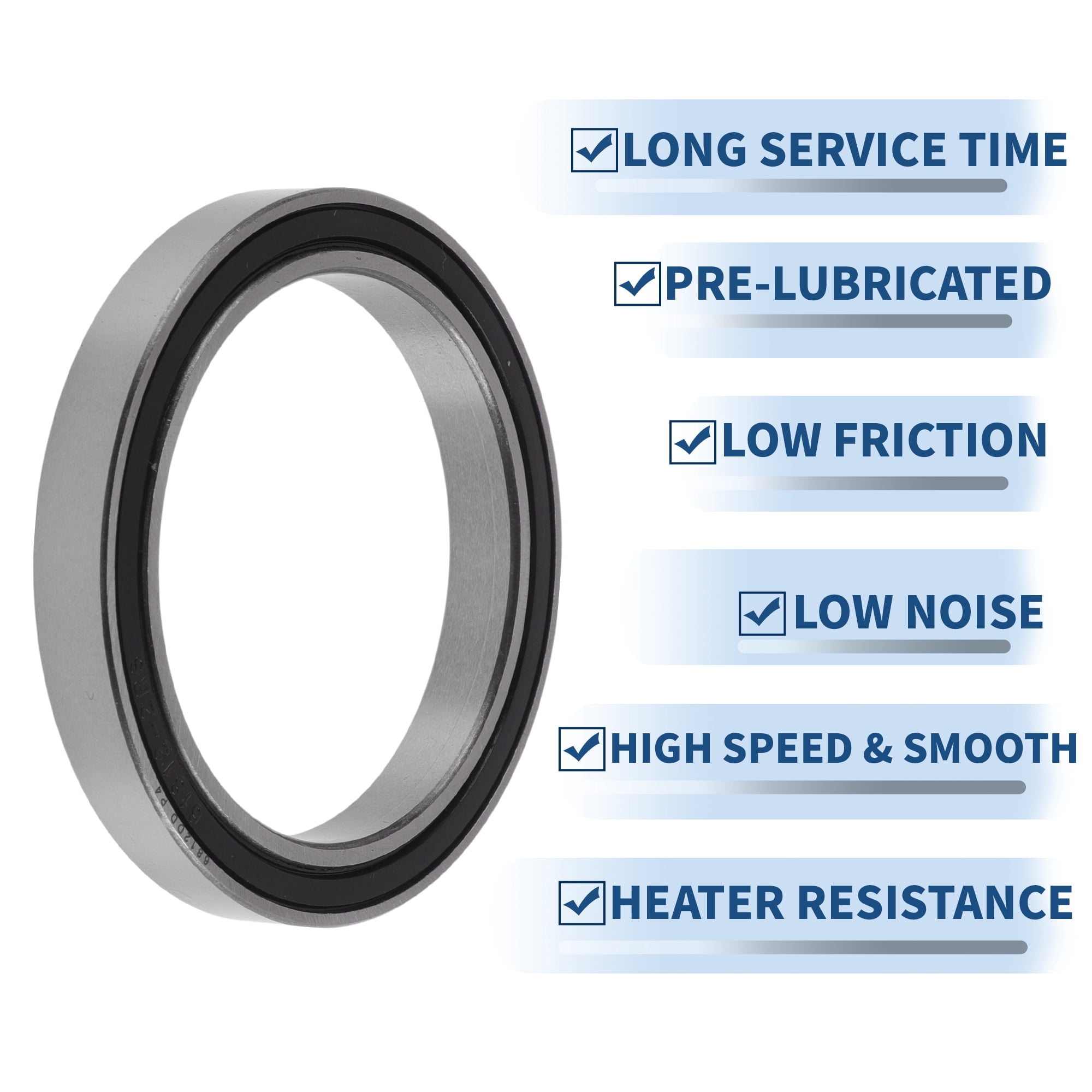 Unique Bargains 6812DD Deep Groove Ball Bearings 60x78x10mm P4 Double Rubber Seal Lubricated Bearings Car Scooter Skateboard Wheel Universal Silver Tone Black