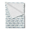 thumbnail image 2 of Whale Soft Flannel Fleece Throw Blanket, Cartoon Whales on Bubbles Background Giant Creatures of the Subaquatic World, Cozy Plush for Indoor and Outdoor Use, 50" x 60", White Pale Blue, by Ambesonne, 2 of 5