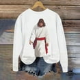 thumbnail image 2 of Christmas Long Sleeve Pullover Shirts for Women Graphic Jesus Printed Round Neck Sweatshirt Loose Holiday Tops (XL, White 03), 2 of 5