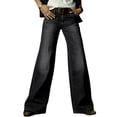 thumbnail image 3 of Wide Leg Jeans for Women Mid Waist Baggy Denim Washed Pants Without Belt Black L, 3 of 5