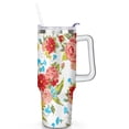 thumbnail image 2 of Flower Design 40 Oz Tumbler with Handle and Straw, Pioneer Flower Woman Stainless Steel Double Walled Vacuum Insulated Cup, Cute Anniversary Wedding Birthday Gifts for Women Girls (1 PC), 2 of 7