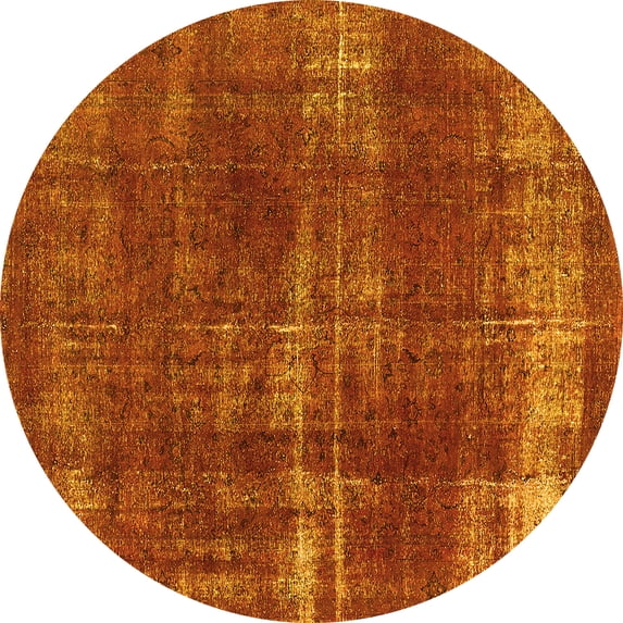 Ahgly Company Indoor Round Oriental Yellow Industrial Area Rugs, 5' Round