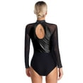 thumbnail image 4 of Haitryli Women Mesh Patchwork Gymnastics Leotard Dance Bodysuit for Performance Black M, 4 of 7