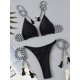 thumbnail image 2 of Traje baño 3 piezas para mujer con cuello halter y vestido envolvente playa, 2 of 5