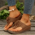 thumbnail image 3 of IUJSOY Orthopedic Sandals for Women Boho Flower Platform Flip Flops Wedges Comfortable Walking Shoes, 3 of 9