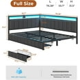 thumbnail image 6 of Full Size Corner Bed Frame with 2 Storage Drawers & Charging Station & LED Lights, Full Upholstered Platform Bed Frame Daybed for Bedroom, Gray, 6 of 9