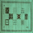 thumbnail image 1 of Ahgly Company Machine Washable Indoor Square Abstract Turquoise Blue Contemporary Area Rugs, 8' Square, 1 of 4
