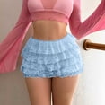 thumbnail image 2 of OSOLU Solid Color Women Lace Mini Skirt Low Rise Micro Skirt Asymmetrical Ruffle Hem Flared Lingerie Short Skirts Fashionable Classic Leisure Bottoms, 2 of 4