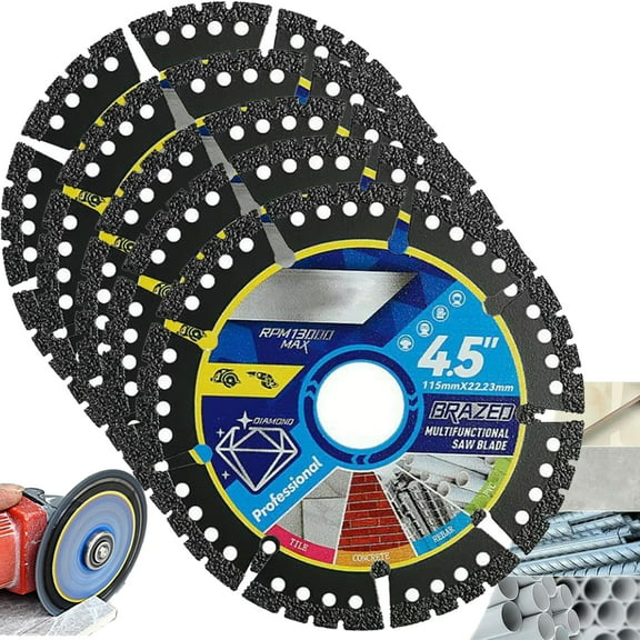 Multi-Purpose Saw Blades : Cut Through Anything for Unmatched Power and Precision, 4.5" Multi-Material Cutting Blades, Heavy Duty Angle Grinder Discs for Cutting Tile, Marble, Metal & Plastic (5pcs)