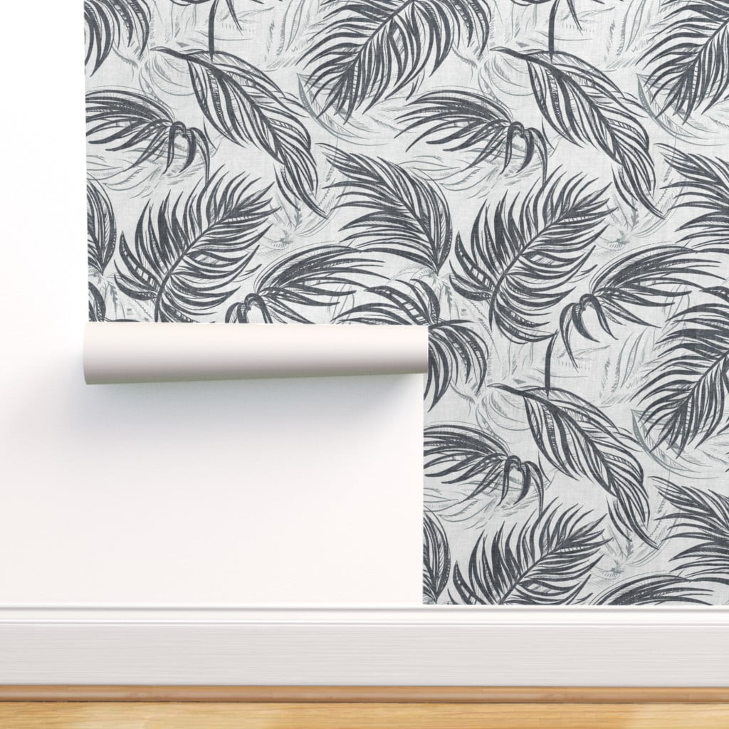 PeelandStick Removable Wallpaper Palm Leaves Tropical Tree Silver