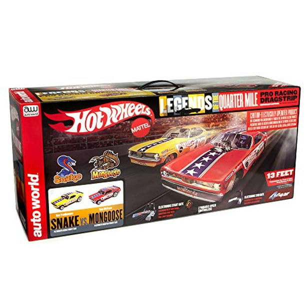 Auto World Hot Wheels Slot Car Racing Set Snake vs Mongoose 13ft