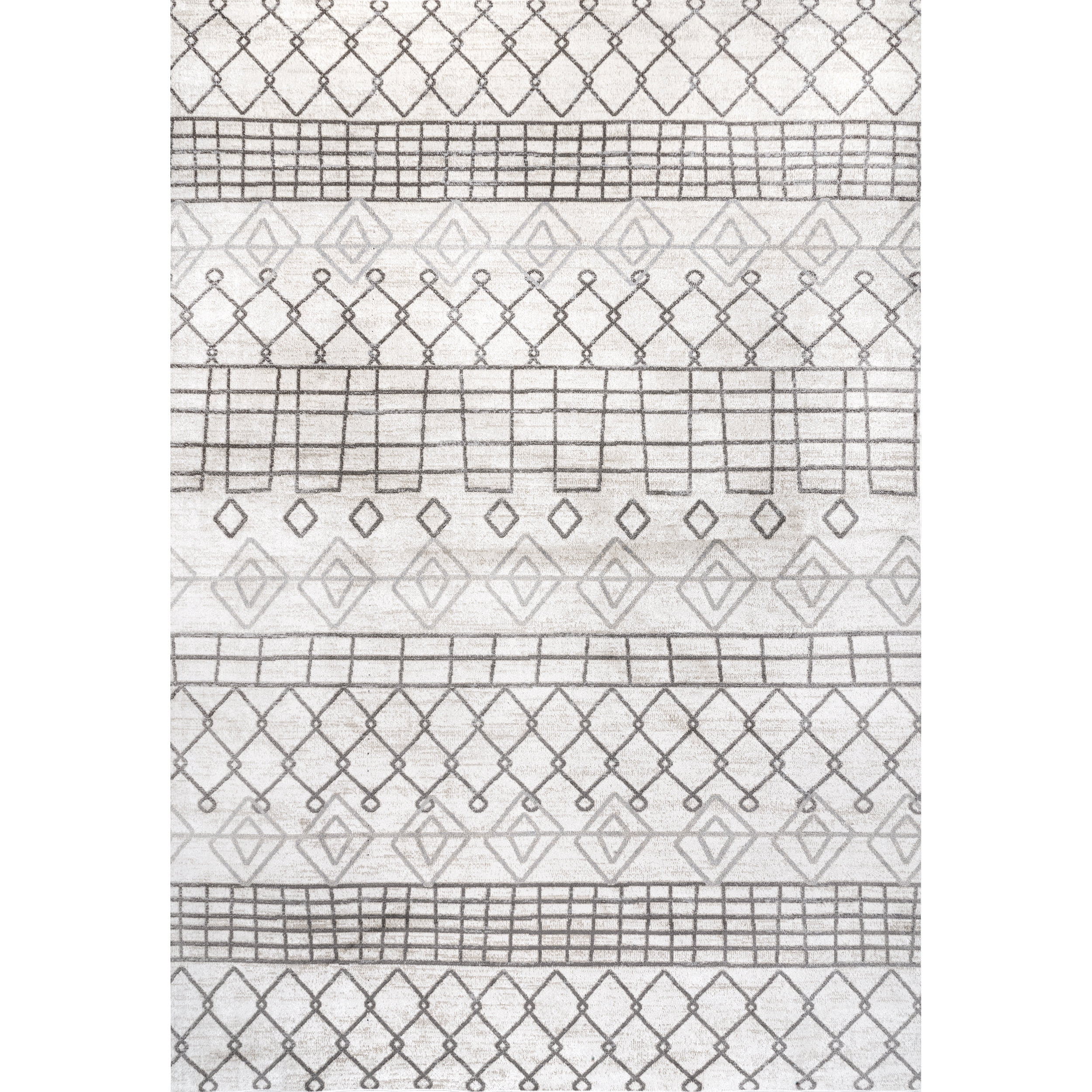 nuLOOM Mya Geometric Trellis Machine Washable Area Rug, 8' x 10', Gray