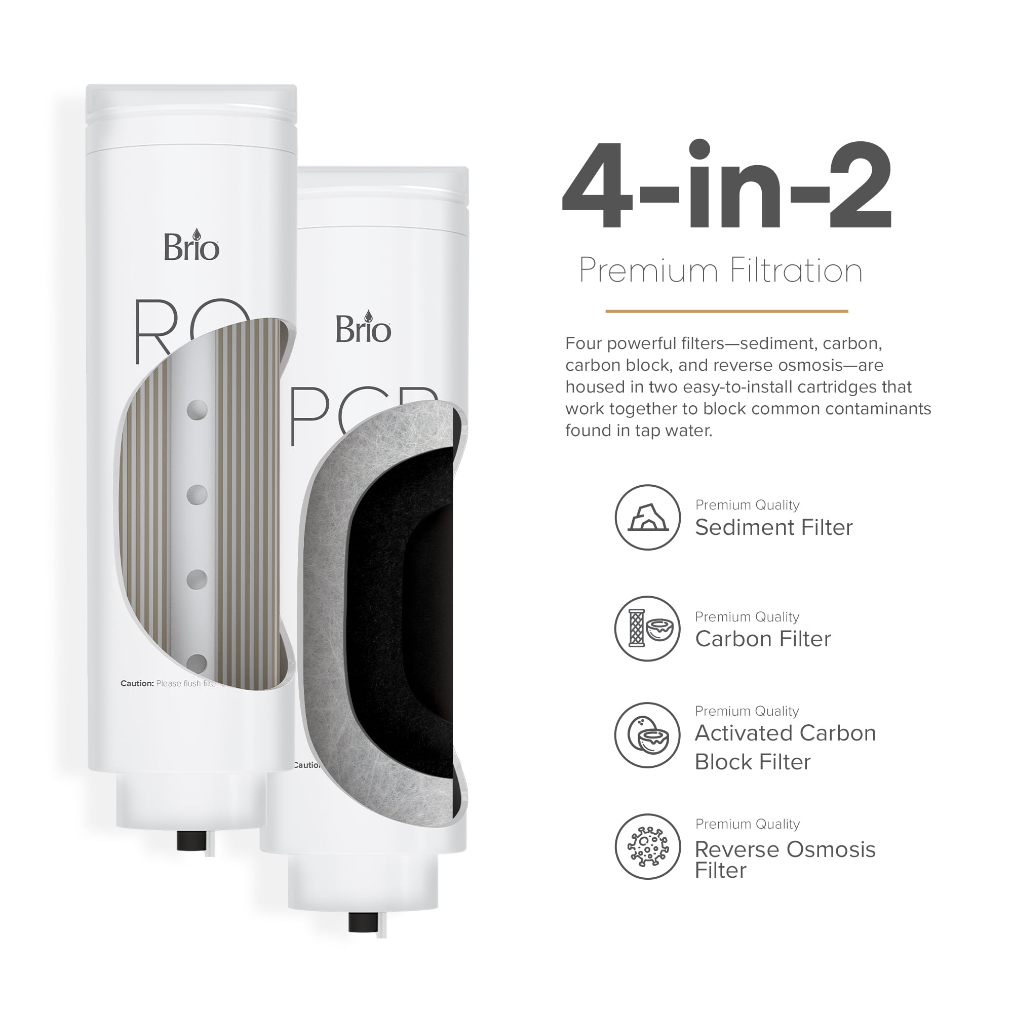 Brio Tankless Reverse Osmosis Water Filtration System, 700 GPD, 2:1 Pure to Drain, 4-in-2 Filtration