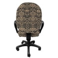 thumbnail image 3 of Antique Oriental Office Chair Slipcover, Modern Interpreted Retro Floral Inspired Curvy Motifs Illustration, Stretch Decorative Fabric Cover, Standard Size, Tan and Dark Sepia, by Ambesonne, 3 of 5