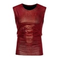 thumbnail image 5 of INSPIRE CHIC Metallic Tank Top for Men's Sleeveless Party Club Shining Vest 2XL Red, 5 of 5
