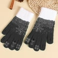 thumbnail image 4 of Nkmbld Thermal Warm Winter Gloves for Men Women, Snowflake Christmas Tree Warm Gloves Winter Padded Thickened Knitted Plush Mittens for Cold Weather, Black, 4 of 8