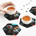 thumbnail image 7 of Fuzoiu Futuristic Robot Hummingbird Print Leather Coasters Set,Drink Coasters Set of 6,for Tabletop Protection, Durable PVC Coasters,Home Décor and Housewarming Gift,Hexagon, 7 of 7
