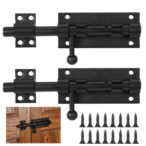 2 Pcs Slide Bolt Gate Latches, 6.3" 304 Stainless Steel Solid Latches, Heavy Duty Door Bolt Locks with 0.28" Padlock Hole, Lockable Sliding Latch Locks for Doors, Cabinets, Fences