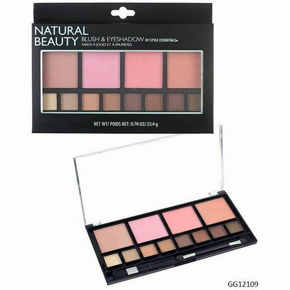 Style Essentials 2329340 Natural Beauty Blush & Eyeshadow Palette - 12 Shades - Case of 48