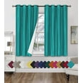 thumbnail image 1 of Faux Silk Blackout Curtains - 2-Panel Sets of 54x63 Room Darkening Black Out Curtains for Bedroom - Durable Thermal Insulated, Sun and Sound Blocking Dark Window Curtain - FS3, 63", Teal, 1 of 4
