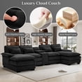 thumbnail image 6 of Wiilayok 133" U Shaped Cloud Couch Modular Sectional Couches for Living Room Fluffy Chenille Deep Seat Sofa Set w/ Double Chaise Lounge, Storage Central Console, Cup Holders, USB Port,Midnight Black, 6 of 10