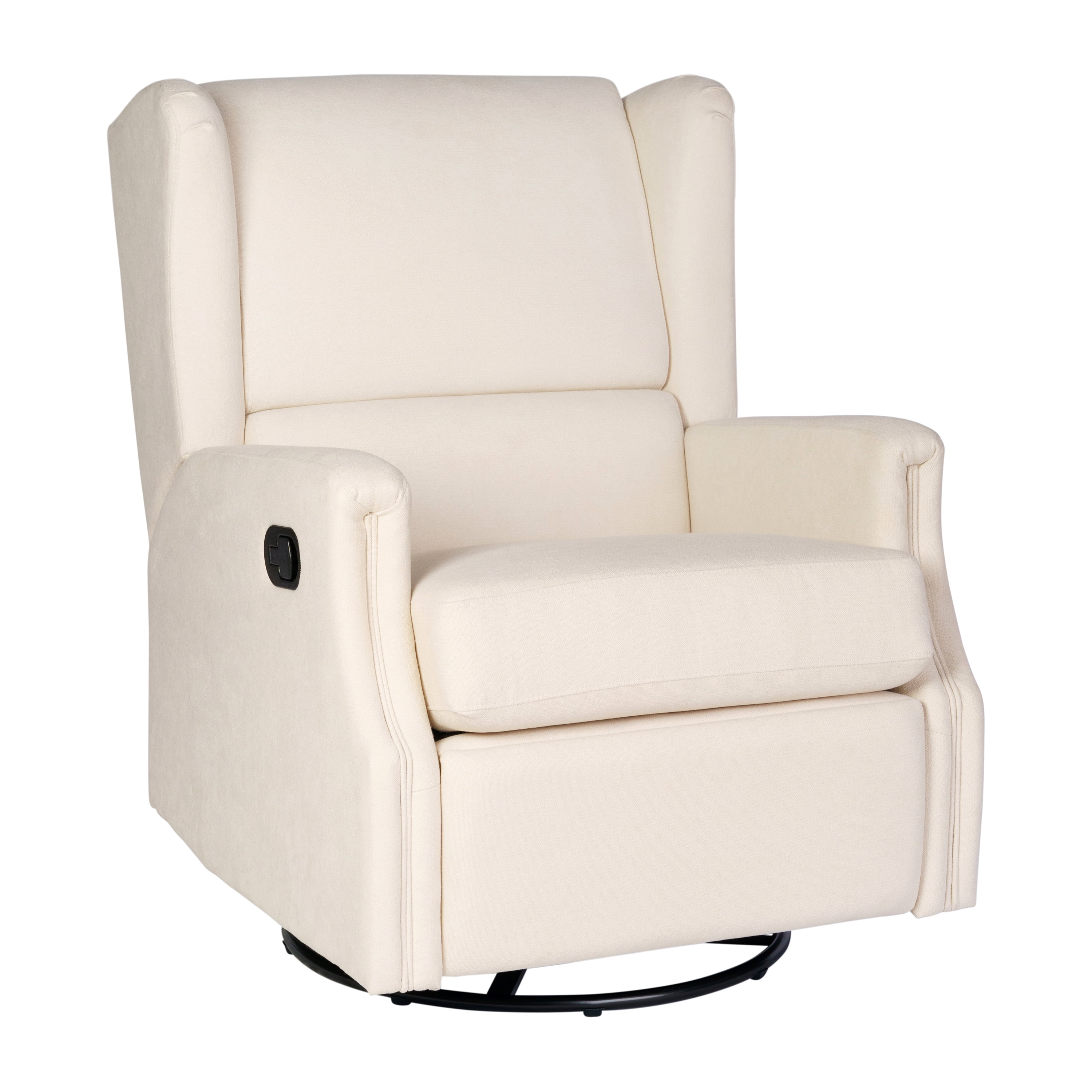 Merrick Lane 3-in-1 Wingback Manual Recliner Rocker Swivel Glider Chair in Cream