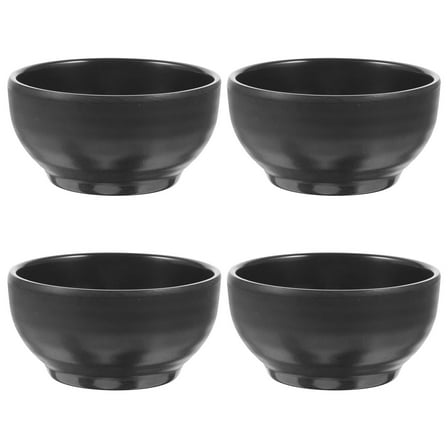 HOOWIFFY Set of 4 Black Ceramic Small Sauce Dipping Bowls for Condiments and Snacks