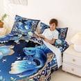 thumbnail image 3 of Feelyou Galaxy Blue Fish Animal Full Size Sheets for Kids Boys, Western Boho Flower Floral Bed Sheets, 4pcs, 3 of 5