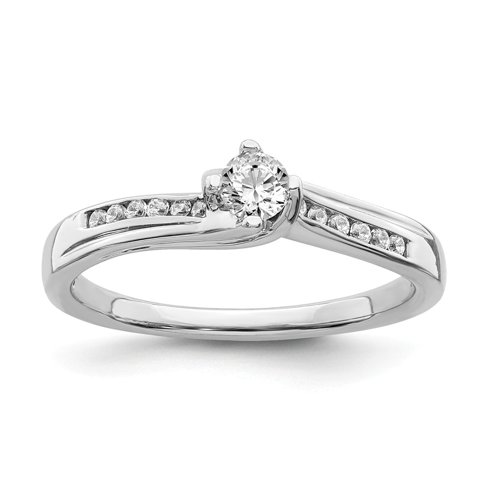 Solid 10k White Gold Diamond Engagement Ring Size 5.5 (.258 cttw.)