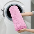 thumbnail image 6 of 3 Pieces Bathroom Rugs, Ultra Soft Non Slip Absorbent Chenille Toilet Bath Mat Set (Pink), 6 of 6