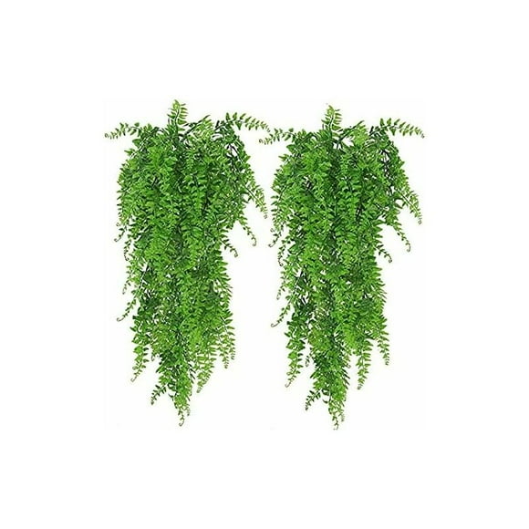 Boston Fern Artificial Plants 2 Pieces Hanging Green Wall Vegetation